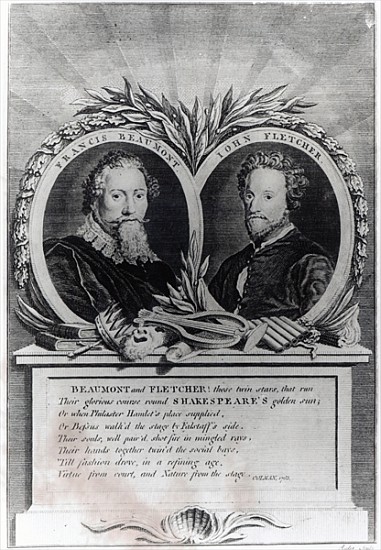 Francis Beaumont and John Fletcher; engraved by T. Ryder od (after) Michael (Angelo) Rooker