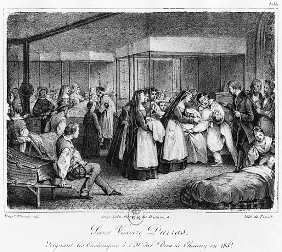 Sister Victoire Darras tending the cholera victims at the Hotel-Dieu of Chauny od (after) Napoleon Thomas