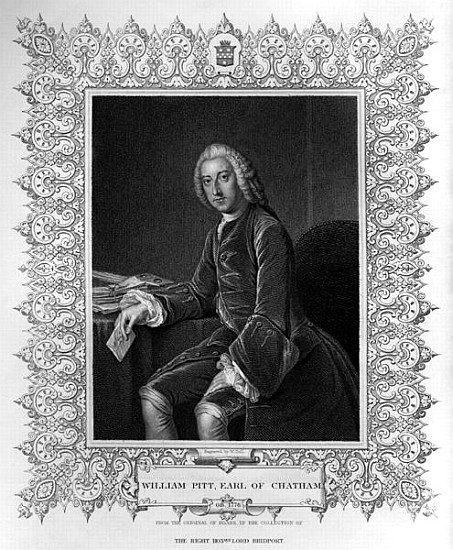 Portrait of William Pitt, 1st Earl of Chatham; engraved by William Holl the Younger (1807-71) od (after) of Bath Hoare William