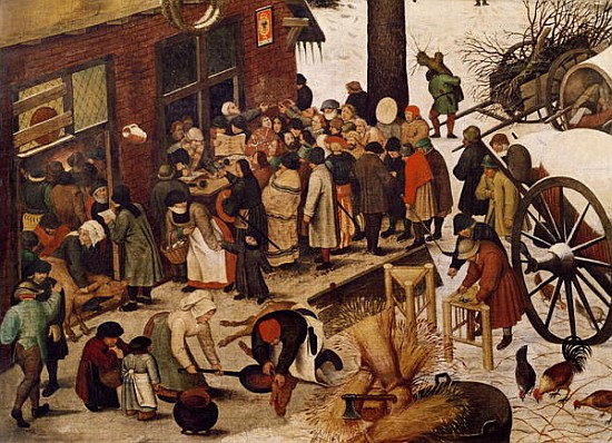 The Census at Bethlehem, detail of census office od (after) Pieter the Elder Bruegel