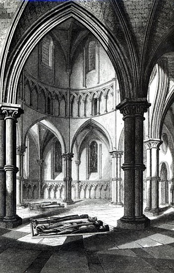 Interior of the Temple Church showing the effigies of the Knights9b/w photo) od (after) R.W. Billings