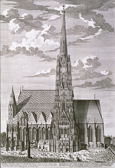 View of St. Stephan''s Cathedral, Vienna ; engraved by George-Daniel Heumann (1691-1759) od (after) Salomon Kleiner