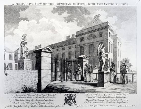 A perspective view of the Foundling Hospital; engraved by Edward Rooker od (after) Samuel Wale