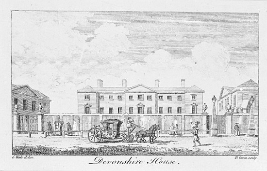 Devonshire House; engraved by Benjamin Green od (after) Samuel Wale