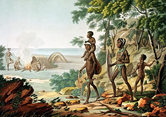Port Jackson, New Holland: Aboriginal Family, from ''Voyage Autour du Monde sur les Corvettes de L'' od (after) Sebastien (Denis Sebastien) Leroy