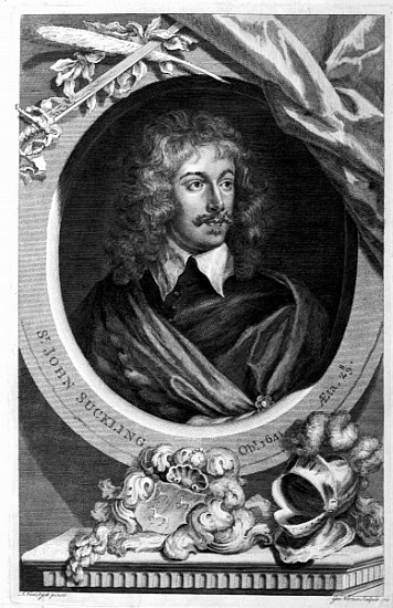 Sir John Suckling; engraved by George Vertue od (after) Sir Anthony van Dyck