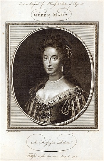 Queen Mary at Kensington Palace; engraved for Harrison''s Edition of Rapin, published 8th January 17 od (after) Sir Godfrey Kneller