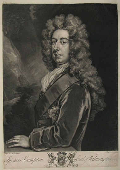 Spencer Compton, Earl of Wilmington, print John Faber od (after) Sir Godfrey Kneller