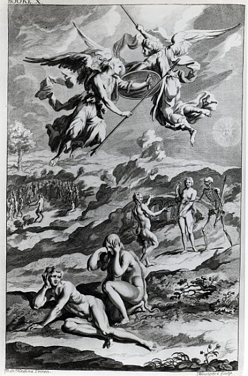 Adam and Eve after the Fall, illustration from John Milton''s ''Paradise Lost''; engraved by Michael od (after) Sir John Baptist de Medina