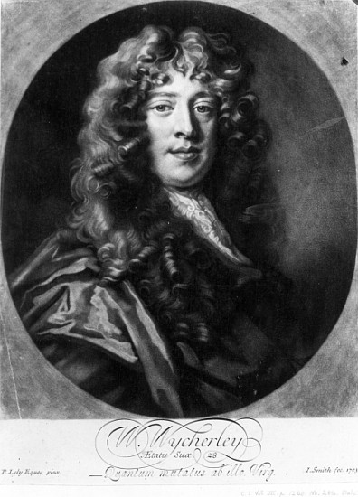 William Wycherley; engraved by John Smith od (after) Sir Peter Lely