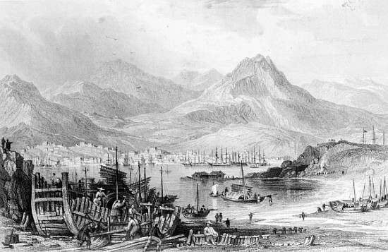 Hong-Kong from Kow-loon; engraved by Samuel Fisher od (after) Thomas Allom