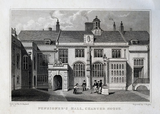 Pensioner''s Hall, Charter House; engraved by John Rogers od (after) Thomas Hosmer Shepherd
