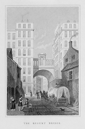 The Regent Bridge, Edinburgh; engraved by Thomas Barber od (after) Thomas Hosmer Shepherd