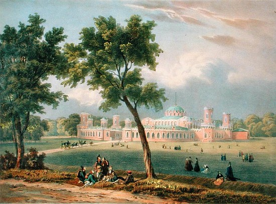 The Peter the Great Palace in Moscow, printed Edouard Jean-Marie Hostein (1804-89), published by Lem od (after) V. Adam
