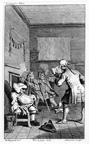 Corporal Trim reading a sermon, frontispiece to ''The Life and Opinions of Tristram Shandy, Gentlema od (after) William Hogarth
