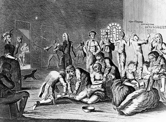 Scene in a Madhouse, from A Rake''s Progress od (after) William Hogarth