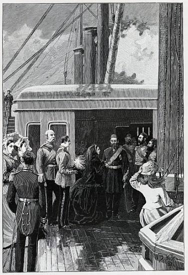 The Queen investing Abdul Aziz with the Order of the Garter od (after) William Barnes Wollen