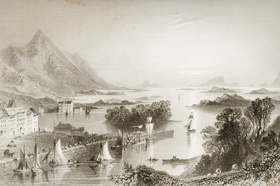 Clew Bay seen from Westport, County Mayo, from ''Scenery and Antiquities of Ireland'' od (after) William Henry Bartlett