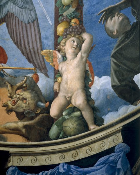 Bronzino, Putto with fruit garland od Agnolo Bronzino