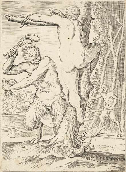 Satyr Whipping a Nymph od Agostino Carracci
