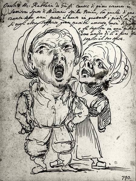 Caricature of Rabbatin de Griffi and his wife Spilla Pomina  (photo) od Agostino Carracci