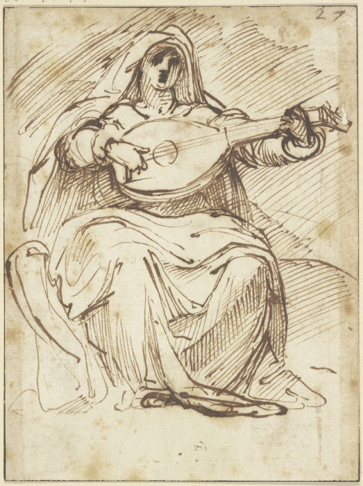 Female lute player od Agostino Carracci