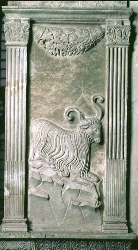 Aries represented by a ram from a series of reliefs depicting planetary symbols and signs of the zod od Agostino  di Duccio