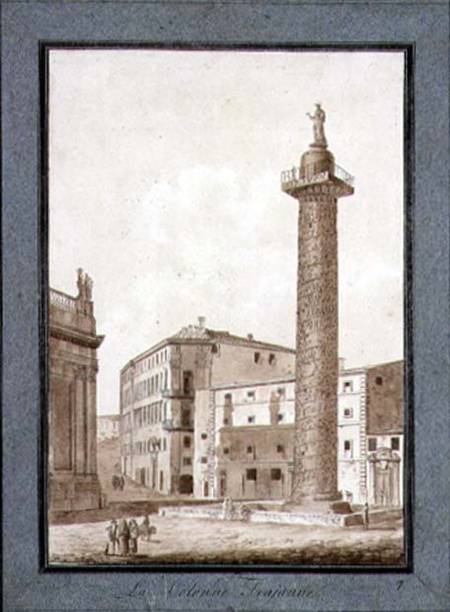 Trajan's Column, Rome  & ink and sepia wash on od Agostino Tofanelli
