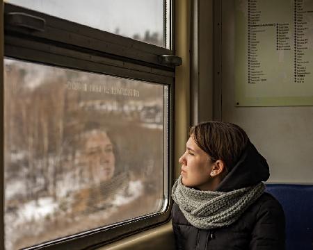 Lady in a train