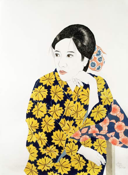 Yellow Kimono, 1996 (ink, w/c, gouache and charcoal on paper)  od Alan  Byrne