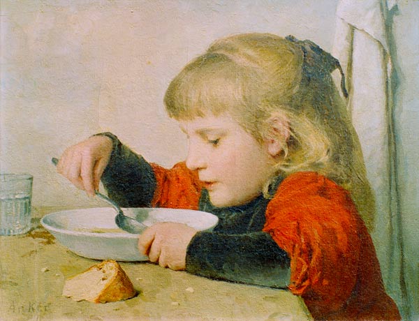Girl eating soup od Albert Anker