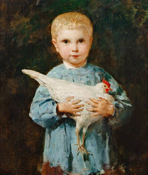 Maurice Anker with chicken od Albert Anker