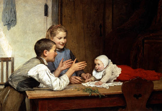 The three brothers and sisters od Albert Anker