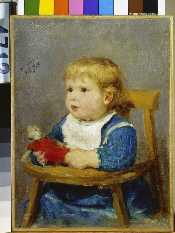 Girl in the child small chair od Albert Anker