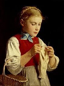 Knitting girl od Albert Anker
