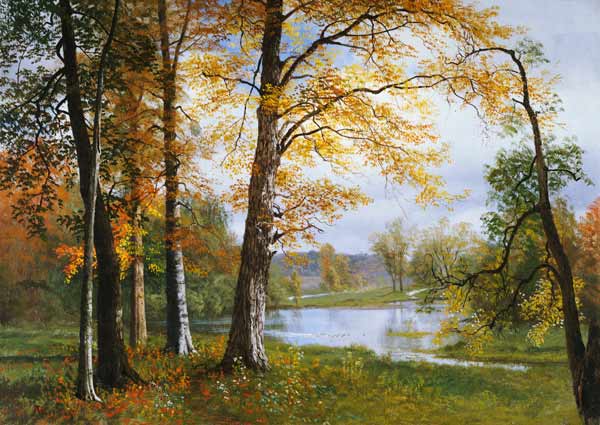 Ein ruhiger See. od Albert Bierstadt