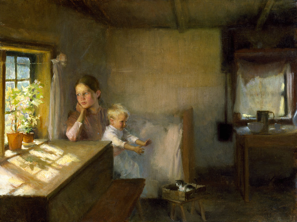 A Woman and Child in a Sunlit Inter– ior od Albert Edelfelt