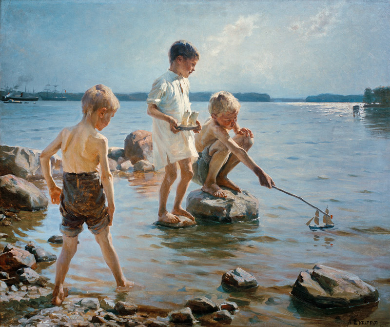 Spielende Knaben an der Küste od Albert Edelfelt