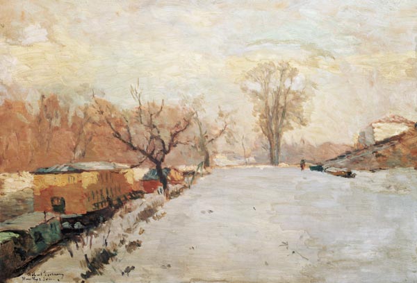 Road by the Seine at Neuilly in Winter od Albert Lebourg