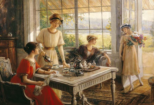 Women Taking Tea od Albert Lynch