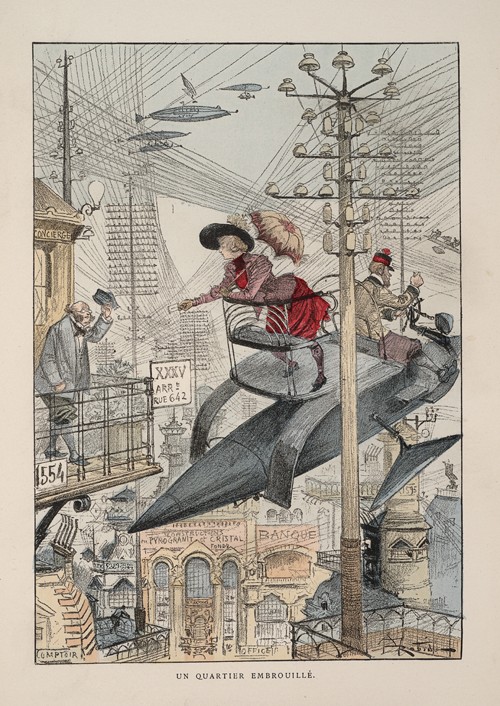 Illustration for "Le vingtième siècle: La vie électrique" od Albert Robida