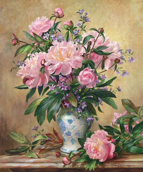 AB/302 Vase of Peonies and Canterbury Bells  od Albert  Williams