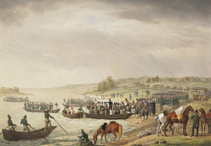 Italian Corp of Eugene Beauharnais Crossing the Niemen on 30 June 1812 od Albrecht Adam