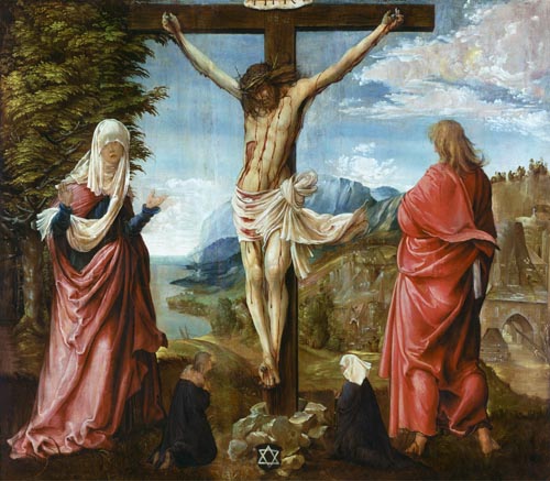 Christ at the cross with Maria and Johannes od Albrecht Altdorfer