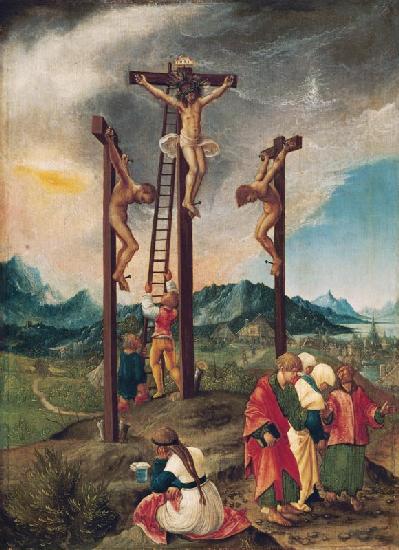 Christ at the cross between the two Schächern