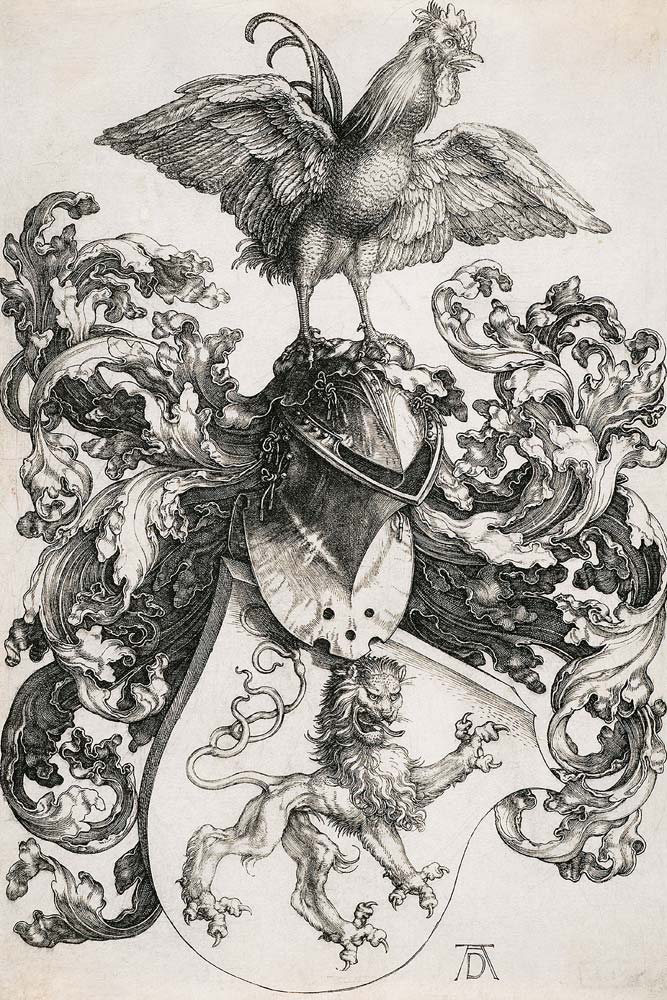 Coat of Arms with a Lion and a Cock od Albrecht Dürer