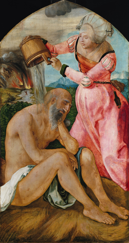 Hiob is mocked by his woman. od Albrecht Dürer