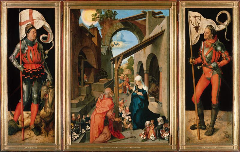 Paumgartner Altarpiece: Central Panel, the Nativity and Members of the Paumgartner Family; Left Hand od Albrecht Dürer