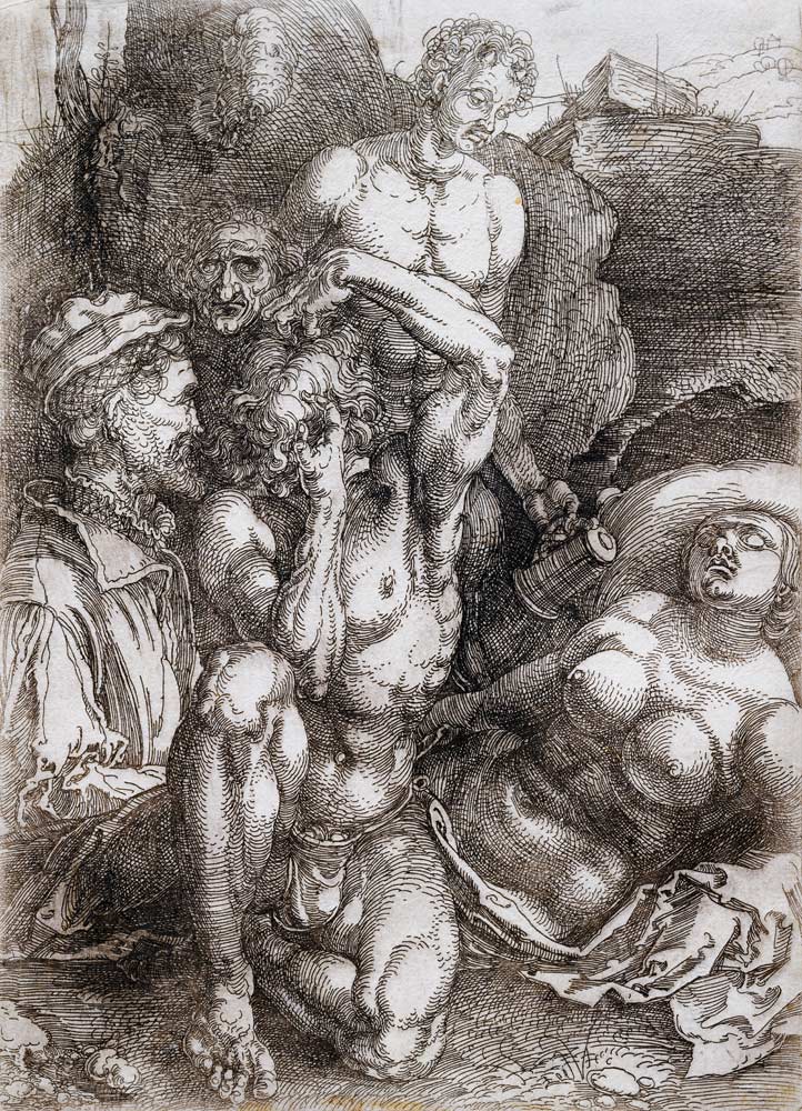 Studienblatt mit 5 Figuren (Der Verzweifelnde) od Albrecht Dürer