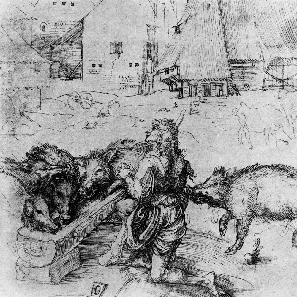 A.Dürer / The Prodigal Son / Drawing od Albrecht Dürer